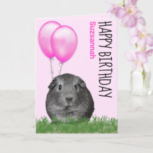 Geburtstag Meerschweinchen Rosa Ballons Benutzerde Karte