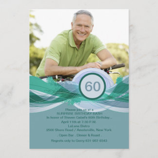 Geburtstag Meilenstein Blaues Foto Einladung