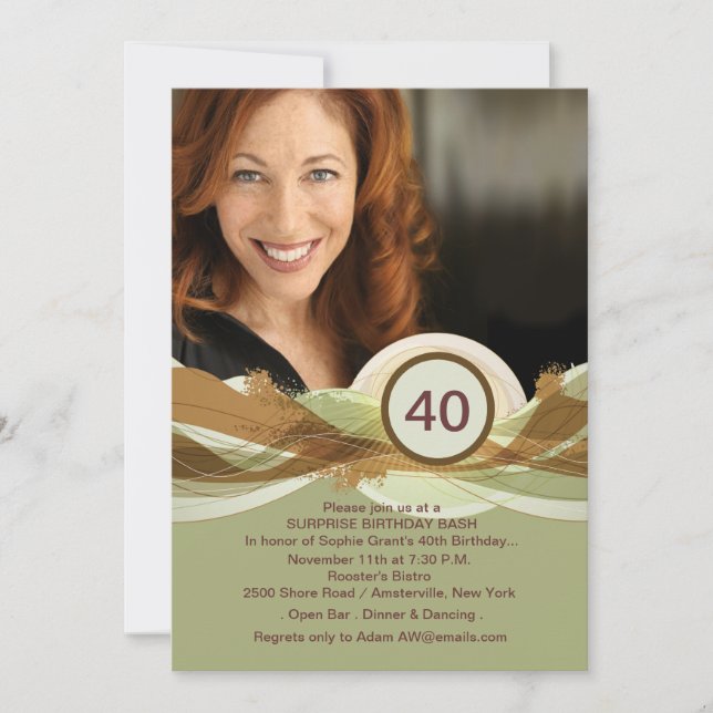 Geburtstag Meilenstein Green Foto Einladung (Vorderseite)