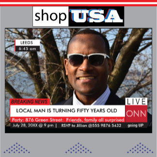 Geburtstag Mens Funny TV News 40. 60. Einladung