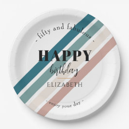 Geburtstag Minimalistisches Design in Pastellfarbe Pappteller