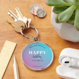 Geburtstag Minimalistisches Design in Pastellfarbe Schlüsselanhänger