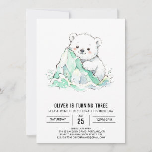 Geburtstag Mint-Arktis-Eisbär Einladung