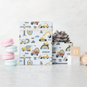 Geburtstag mit Baulastwagen Geschenkpapier