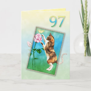 Geburtstag mit einer spielerischen Katze Karte