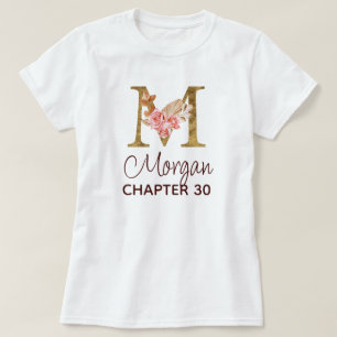 Geburtstag mit goldener Letter M Monogramm blassro T-Shirt