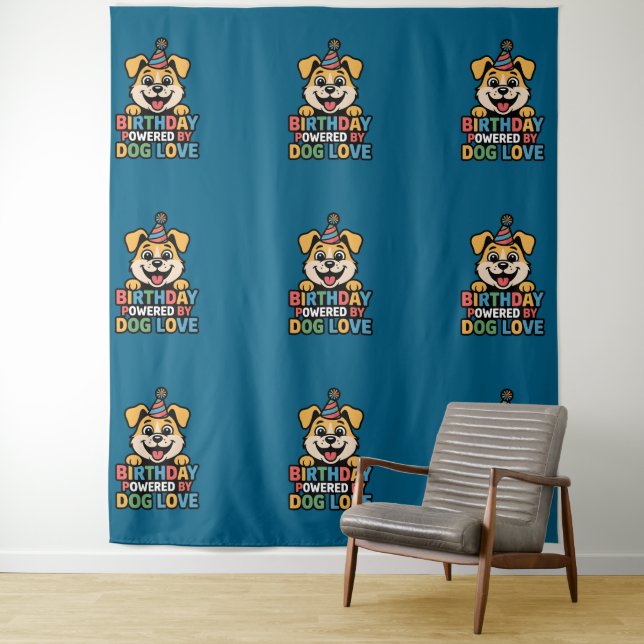 Geburtstag mit Hundeliebe-Design Wandteppich (Beispiel)