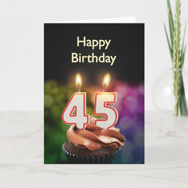 Geburtstag mit Kuchen und Kerzen Karte (Vorderseite)