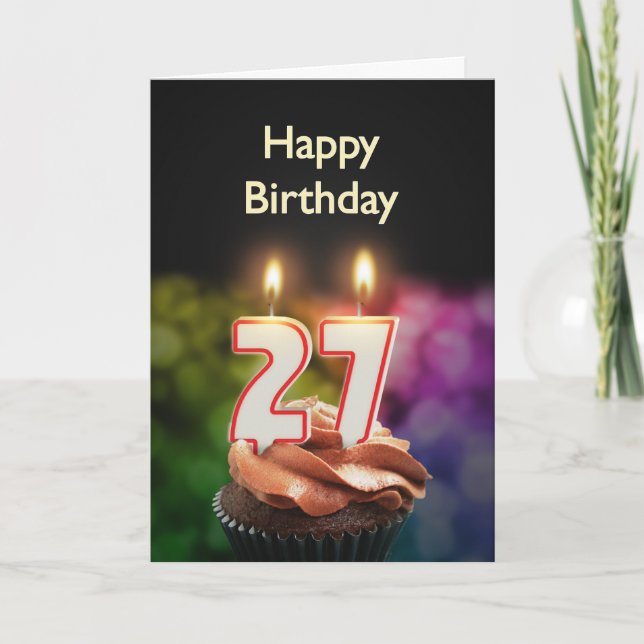 Geburtstag mit Kuchen und Kerzen Karte (Vorderseite)