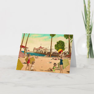 Geburtstag mit Vintage-Strandszene Karte