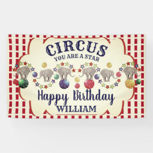 Geburtstag mit Vintage-Zirkuselefant Banner