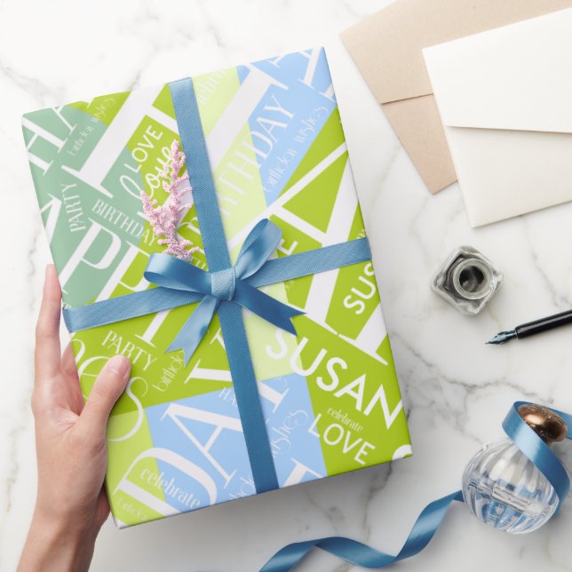 Geburtstag Mittlere Länge Name Grün ID274 hinzufüg Geschenkpapier (Schenken)