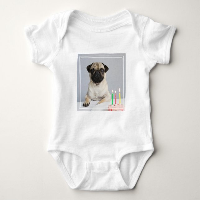 Geburtstag Mops Baby Strampler (Vorderseite)