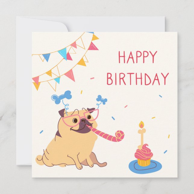 Geburtstag Mops Urlaubskarte Feiertagskarte (Vorderseite)