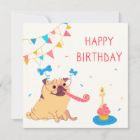 Geburtstag Mops Urlaubskarte