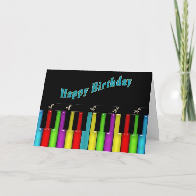 Geburtstag - Musical - bunte Tastatur Karte (Vorderseite)