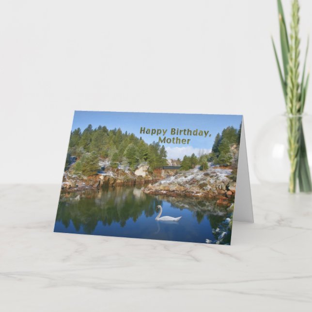 Geburtstag, Mutter, Bergsee, Schwan, Karte (Vorderseite)