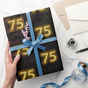 Geburtstag Neon 75 Zeichen auf Brick Geschenkpapier