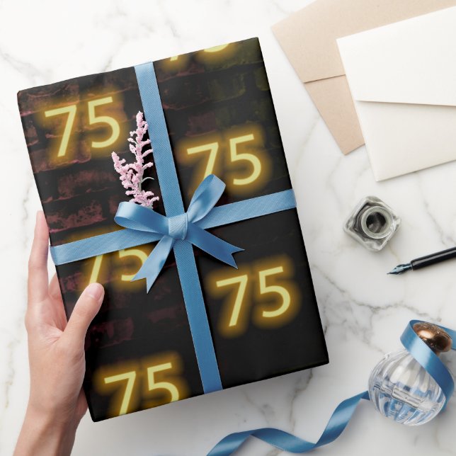 Geburtstag Neon 75 Zeichen auf Brick Geschenkpapier (Schenken)