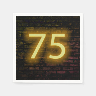 Geburtstag Neon 75 Zeichen auf Brick Wall Serviette