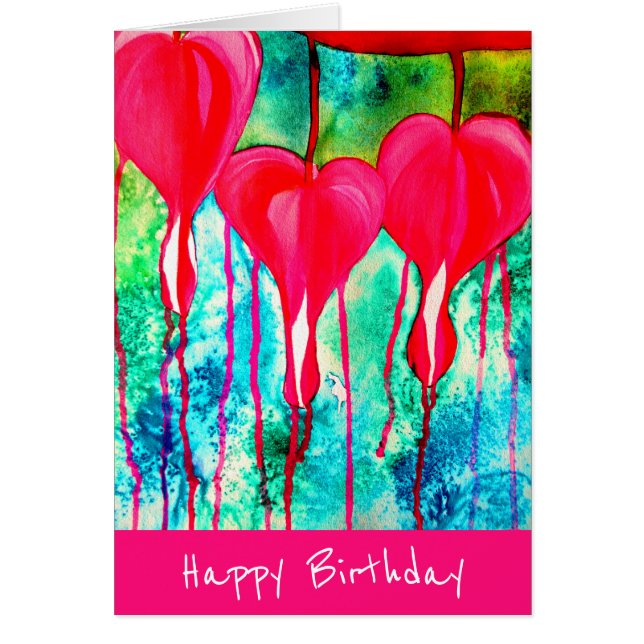 Geburtstag Neon rosa Blutungen Herz (Vorne)