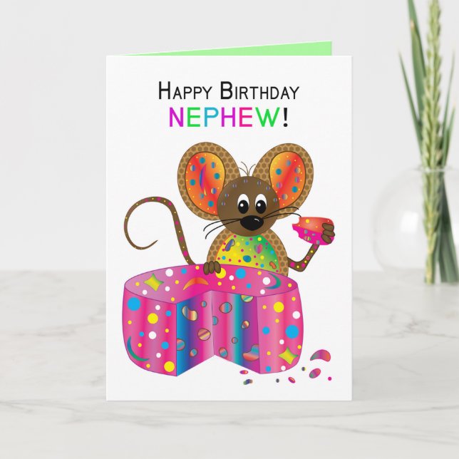 Geburtstag, Nephew, Maus, Kaleidoskop-Gruppe Karte (Vorderseite)