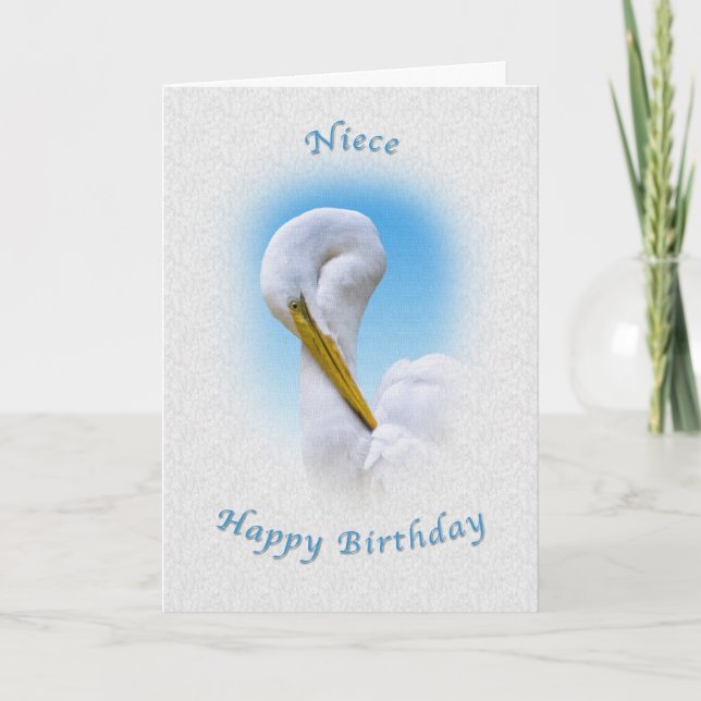 Geburtstag, Nichte, Großer Egret Bird Karte (Vorderseite)