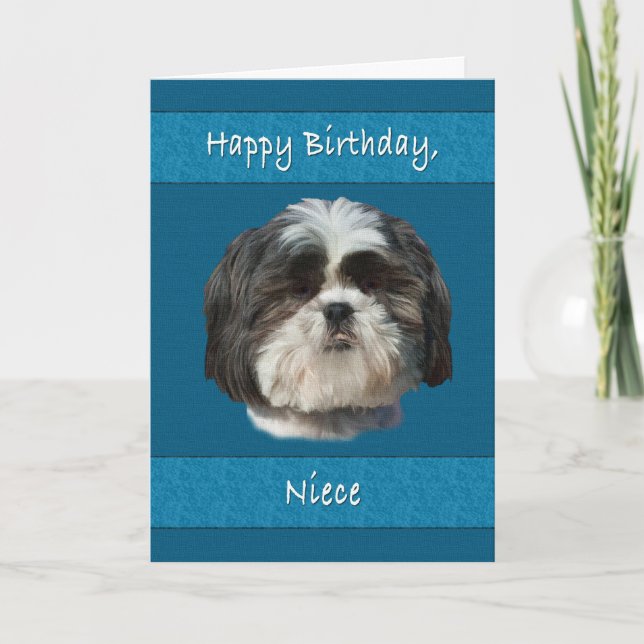 Geburtstag, Niece, Shih Tzu Dog Karte (Vorderseite)