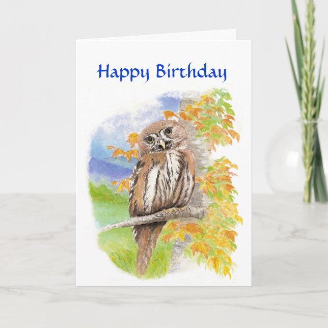 Geburtstag, Niedliches BarriereEule mit ermutigend Karte (Vorderseite)