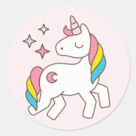 Geburtstag. Niedliches Einhorn mit Niedlichen Glit Runder Aufkleber
