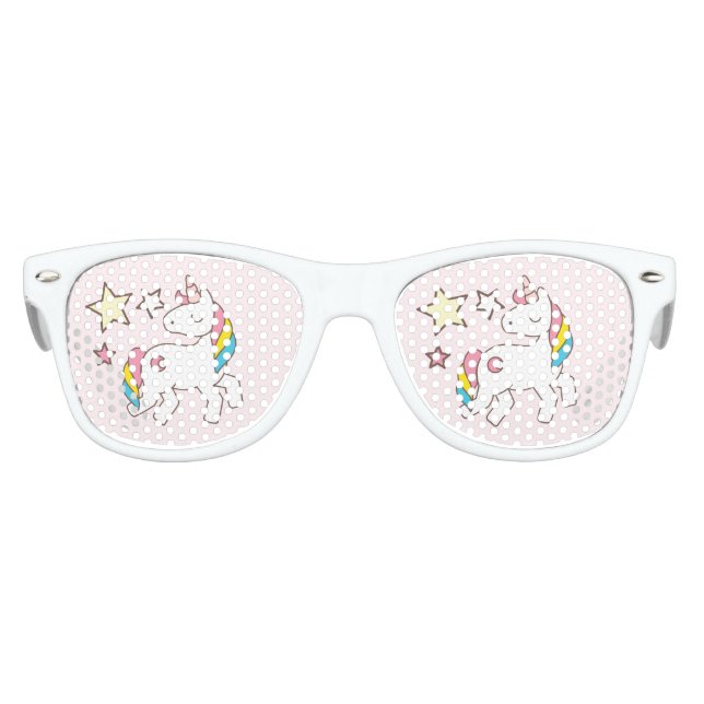 Geburtstag. Niedliches Einhorn mit Niedlichen Ster Sonnenbrille (Vorderseite)