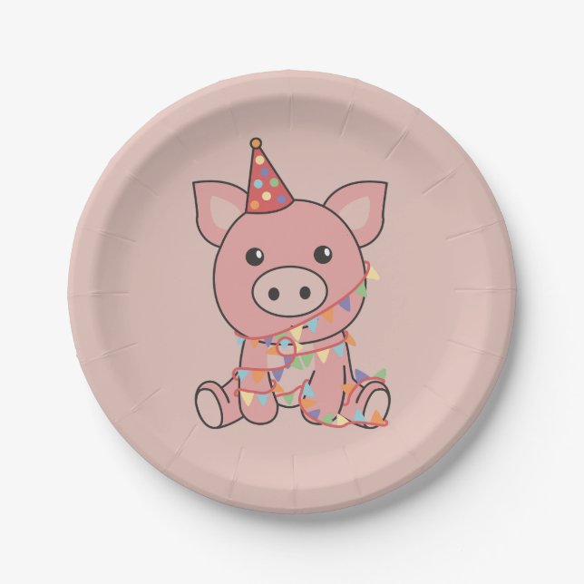 Geburtstag Niedliches Schwein von Kindern Geburtst Pappteller (Vorderseite)