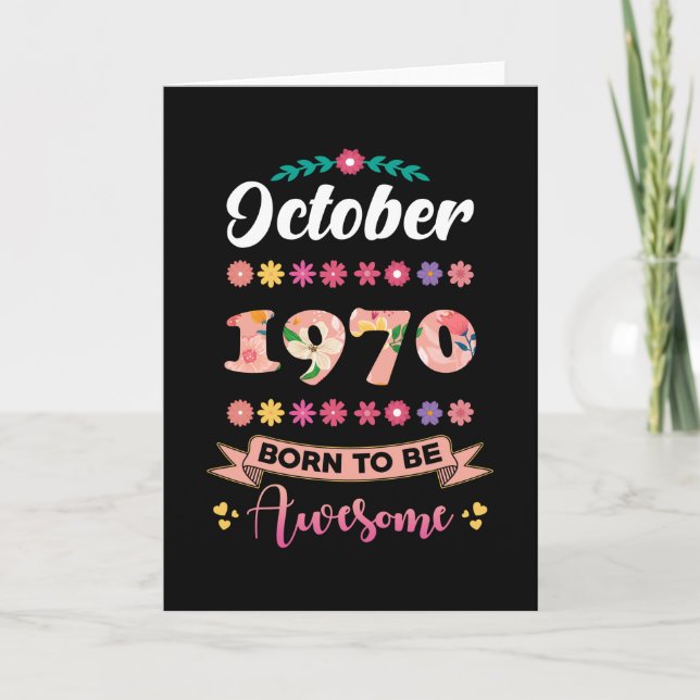 Geburtstag Oktober 1970 Geschenk Frau Karte (Vorderseite)