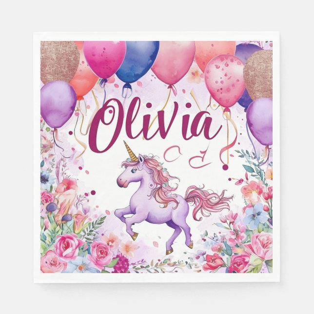 Geburtstag "Olivia" Serviette (Vorderseite)