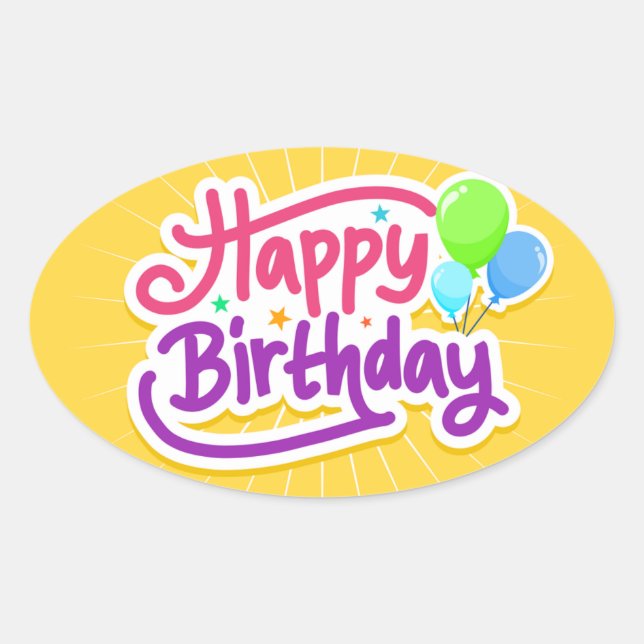 GEBURTSTAG OVALER AUFKLEBER (Vorderseite)
