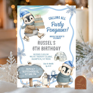 Geburtstag Party Pinguin Arktisches Tier Einladung