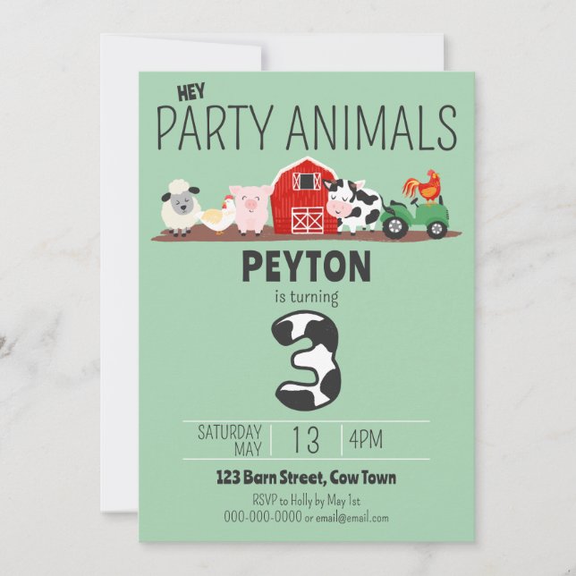 Geburtstag Party Tiere Farm Geburtstag Einladung (Vorderseite)