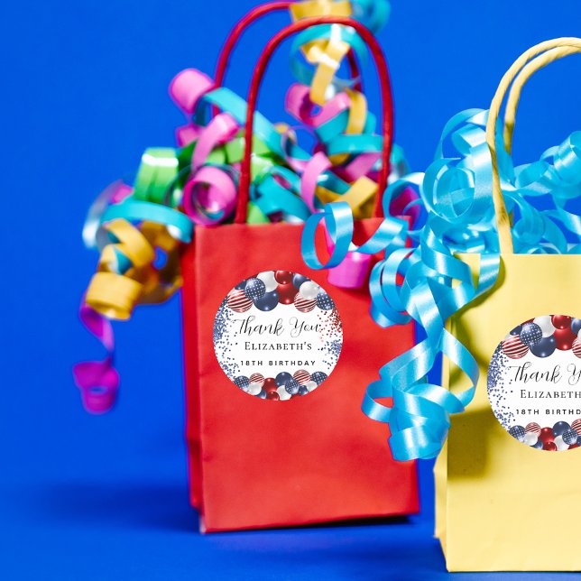 Geburtstag patriotisch rot-blauen Flagge danke Runder Aufkleber (Von Creator hochgeladen)