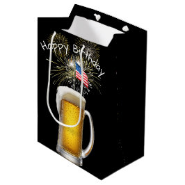 Geburtstag Patriotisches Bier mit Sparklern Mittlere Geschenktüte