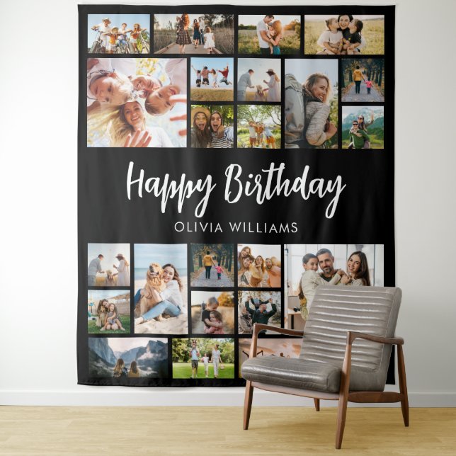 Geburtstag Personalisiert 24 Fotomaterial Wandteppich (Beispiel)
