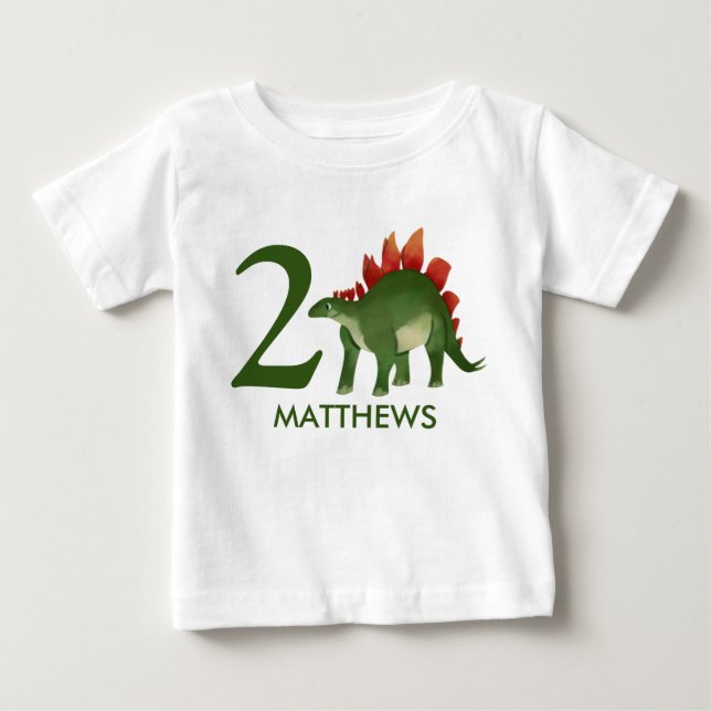 Geburtstag Personalisiertes Dinosaurier-Shirt, 2.  Baby T-shirt (Vorderseite)