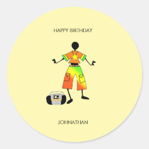 Geburtstag, Phantastische Afrikanische Kunstfeier Runder Aufkleber