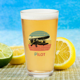 Geburtstag Pilot Flugzeug Retro Vintage Sonnenunte Glas