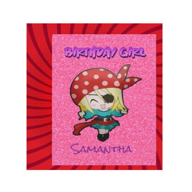 Geburtstag Pink Pastel Pirate Girl Card Mitteilungskarte (Introducing our Pink Pastel Glitter Pirate Girl Card — it's not just cute, it's absolutely delightfu)