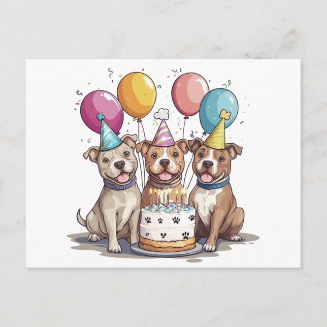 Geburtstag Pit Bull Hunde Postkarte (Vorderseite)