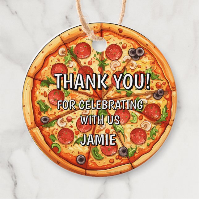 Geburtstag Pizza Geschenkanhänger (Vorderseite)