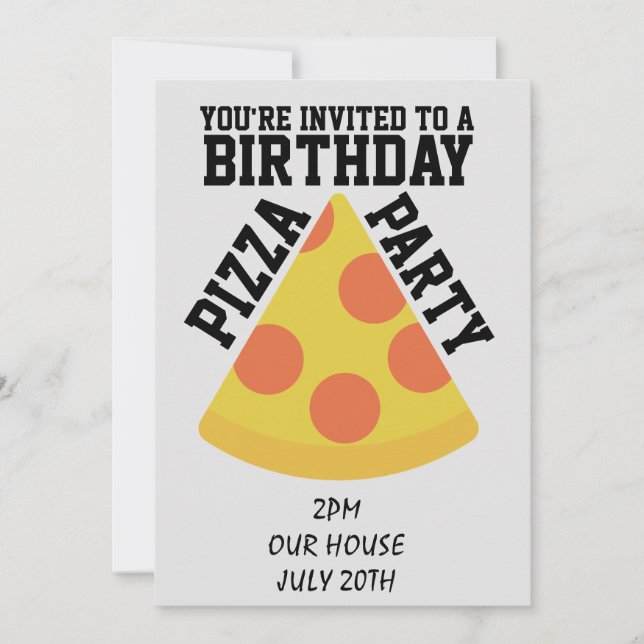 GEBURTSTAG PIZZA PARTY! EINLADUNGEN (Vorderseite)