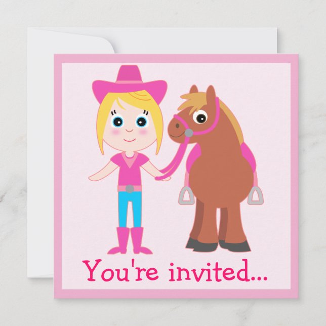 Geburtstag: Pony-Party Einladung (Vorderseite)