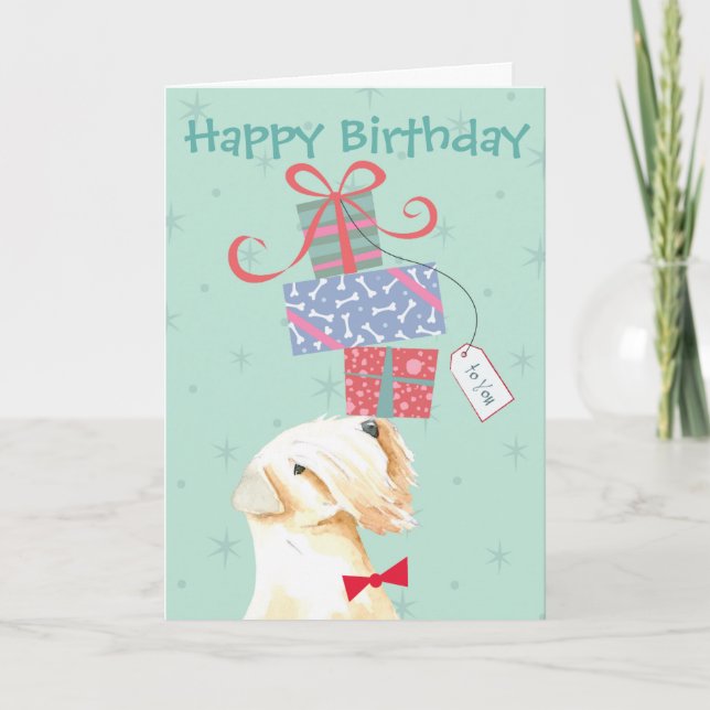 Geburtstag präsentiert Wheaten Terrier Card Karte (Vorderseite)