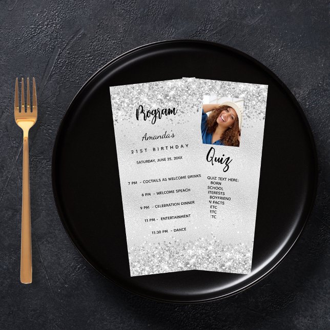 Geburtstag Progam Quiz Silber Foto Werbekarte (Von Creator hochgeladen)